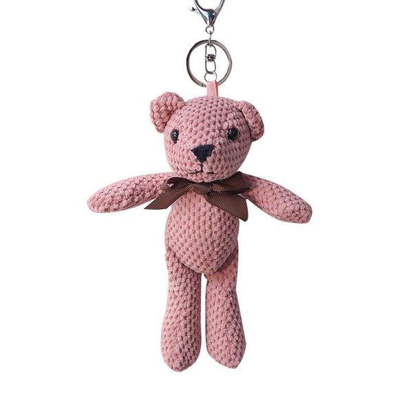 

cute pineapple bear keychain creative cartoon car key chain lady bag pendant gift doll pendant key ring, Silver