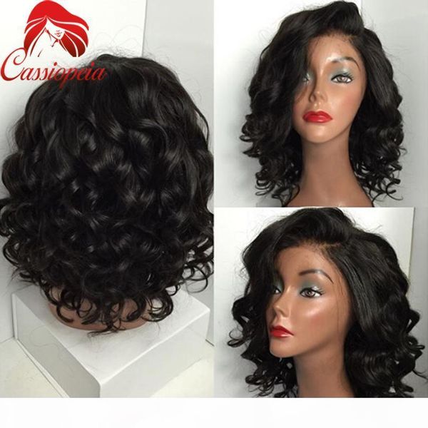 

short deep wave glueless full lace wigs for black women unprocessed peruvian human hair deep body wave full lace wigs in stock, Black;brown