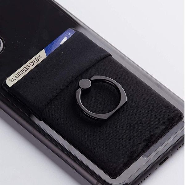 

3-in-1 adhesive sticker phone back cards spandex ring wallet mobile phone id card holder finger grip kickstand dual po wmtchs