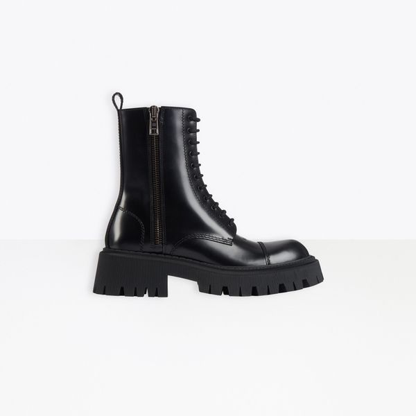 

tractor lace-up boot in black smooth calfskin martin booties platform ankle boots brown white combat boots designers winther boots with box