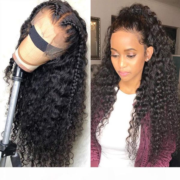 

human hair wig kinky curly 360 lace wig pre plucked hairline with baby hair 130%~180% density unprocessed remy hair for black women, Black;brown