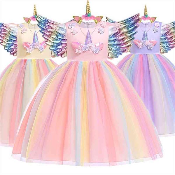 

girls unicorn dress easter princess dress kids tutu dresses for children costume birthday party wedding vestidos, Red;yellow