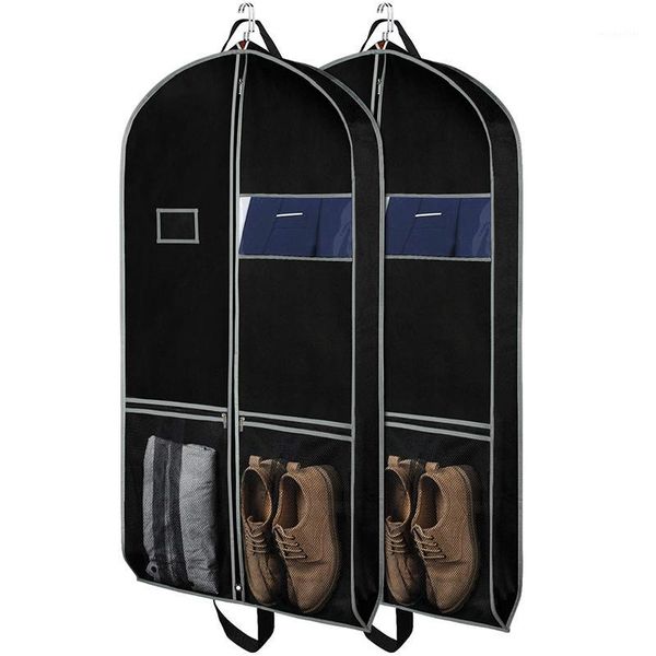 

hanging baskets garment bags 2 pack 43 inch for storage travel nonwoven fabric dress bag suit with large mesh poc1