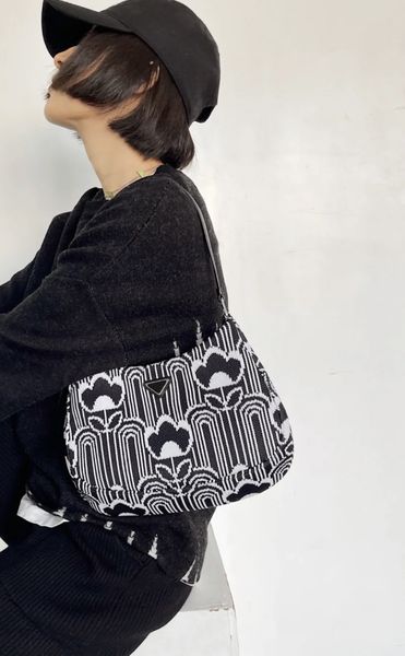

lady pm shoulder hobo bags women italy luxury p axillary bag hand collar tote vintage knitting wallets black white flower crossbody handbag
