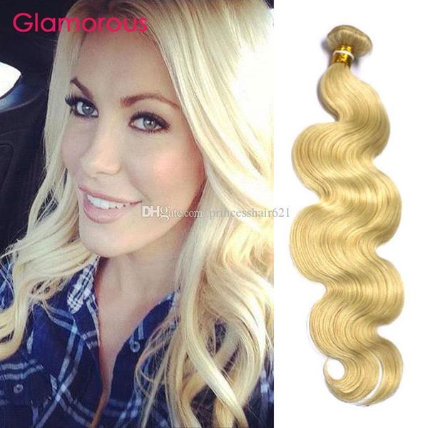 

glamorous malaysian blonde human hair weave bundles 1pc #613 body wave straight peruvian indian brazilian russian human hair extensions 100g, Black