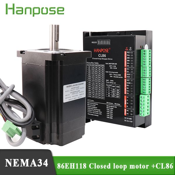 

hybrid step-servo motor nema34 cnc stepper motor kit 86eh118a6001 and cl86 closed loop servo driver for cnc milling machine