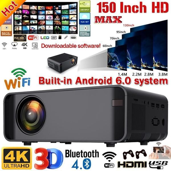 

w80 led wifi projector bluetooth support 4k multimedia projector home theater multimedia video media player wifi 1+8g1
