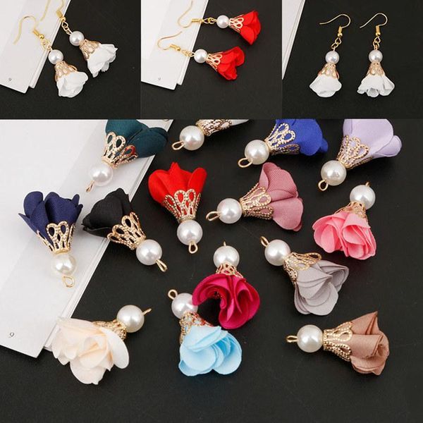

40pc chiffon cloth pearl flower tassels jewelry diy craft supplies fringe bracelet necklace earring accessories mini tassel h sqcbhd