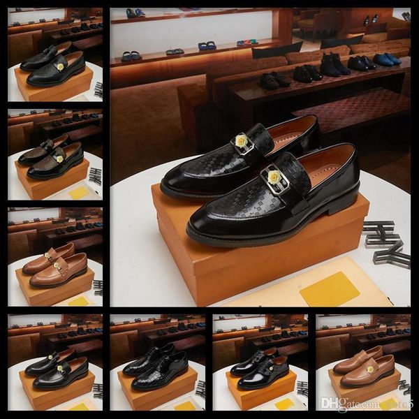 

q5 men dress shoes luxury italian style pointed toe formal wedding party casual lace-up business genuine leather man shoes 22, Black