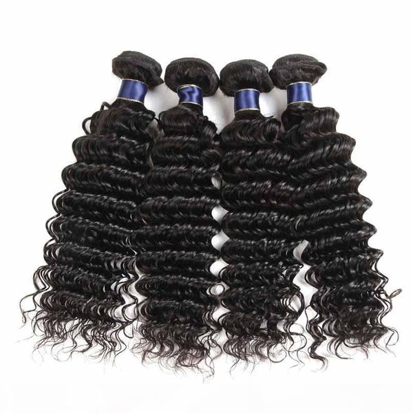 

8a human hair wefts brazilian deep wave virgin hair 4pc unprocessed brazilian virgin hair deep wave brazilian body wave human weft, Black;brown