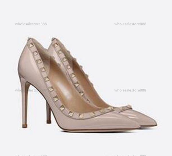 

2021 classical marque woman spring summer rivet single shoes femal genuine leather slip on shallow mouth casual shoes femal good quality fl, Black;red