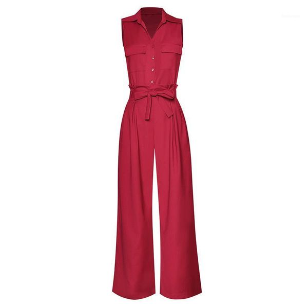 

women two pieces clothes pants set ladies office wear summer outfits fuchsia sleeveless buttons shirt + wide leg pants1, White