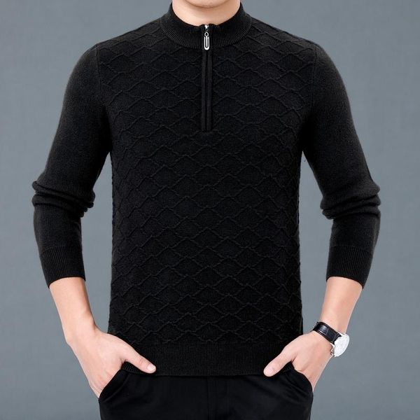 

men's sweaters turtleneck oversize cashmere mens knitted warm winter clothes thick zipper jumper for black pullover husband gift, White;black