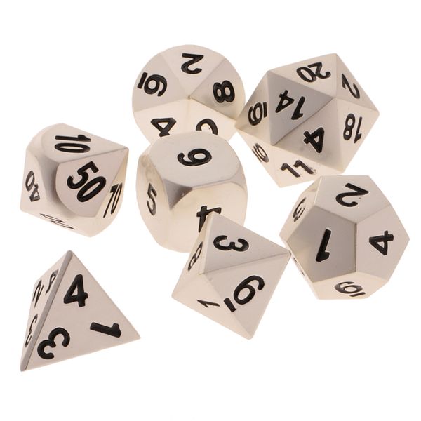 

7pcs многогранна кубики настольную игру для dungeons и dragons xmas gift silver