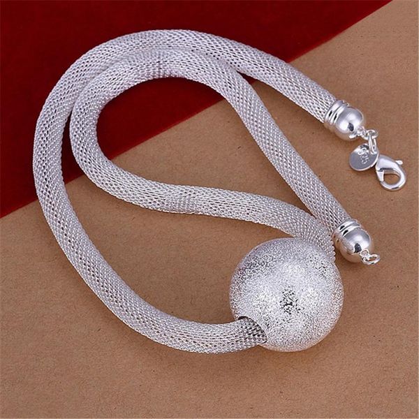 

new listing sell silver color frosted ball network chain charm women lady necklace fashion trends jewelry gifts n182 h sqcysm