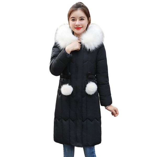 

2021 new female winter coat new black autumn 9-color m-5xl plus size fur collar with hood white cotton jackets thin parkas