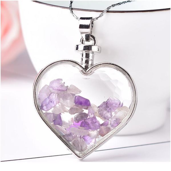 

1pc fashion simple crystal glass pendant heart ladies jewelry rose quartz amethyst mineral for women jewelry cou qylwxw, Black