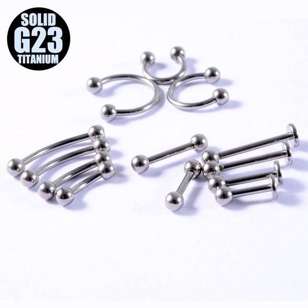 

1 шт. g23 сплошной титановый лабрент лоб лог логов clon lobe tragus хрящевая кольцо подкова установка барбардина брови кольцо титана пирсинг, Silver