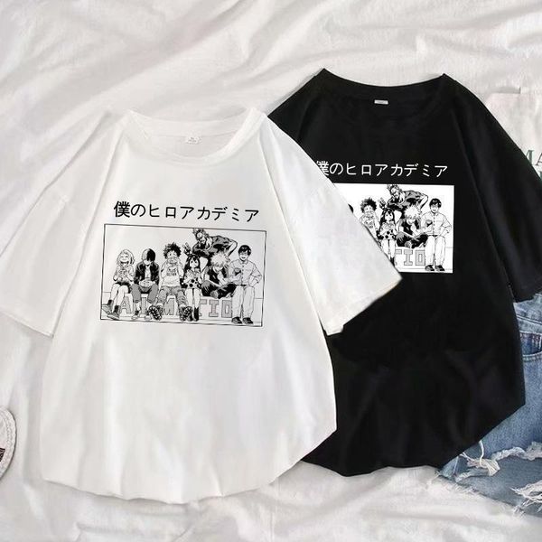 

boku no hero academia print women's summer new ulzzang harajuku my hero academia cartoon fun japanese anime women's t-shirt1, White