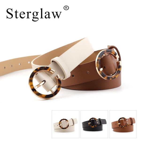 

104*2.8cm new band female belts for women round leopard buckle women's designer wide leather belt woman's accesories n014, Black;brown