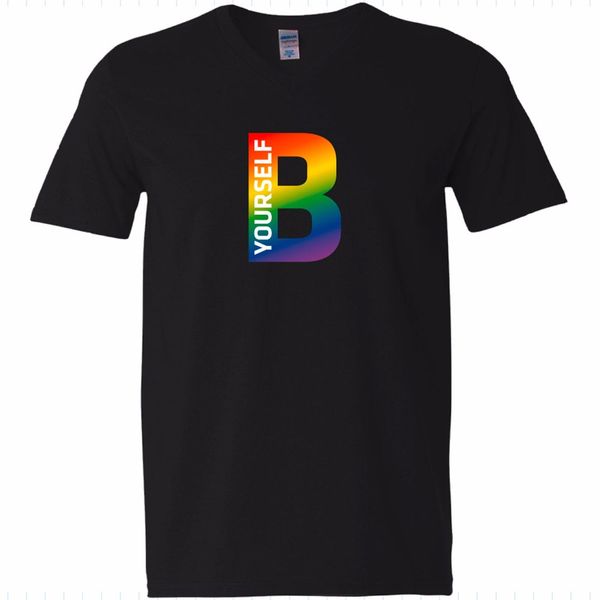 

sport summer fashion letter printed t shirt 2019 men's sleeve tee shirt homme t-shirt v-t-shirt - be yourself rainbow 13 gay schwul