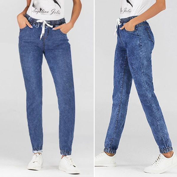 

women's fashion jeans lace-up close-up lantern trousers pants suit1, Blue