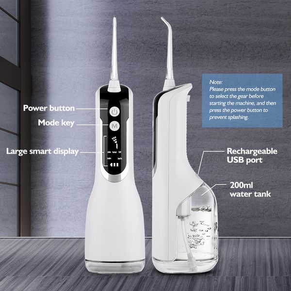 

tooth water flosser electric dental scaler portable teeth cleaner 5-speed oral hygiene cleaning machine 200ml flosser irrigator perfections