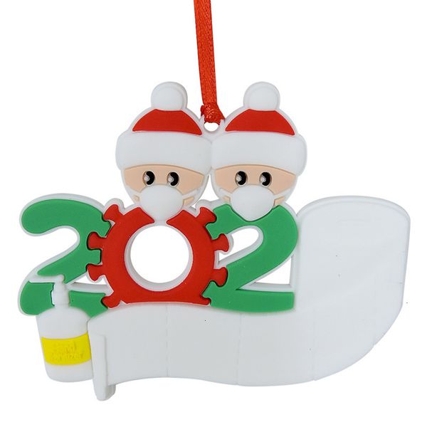 

ornaments family quarantine survivor of 2-7 for christmas hang decoration snowman pendant with face mask hand sanitizeru