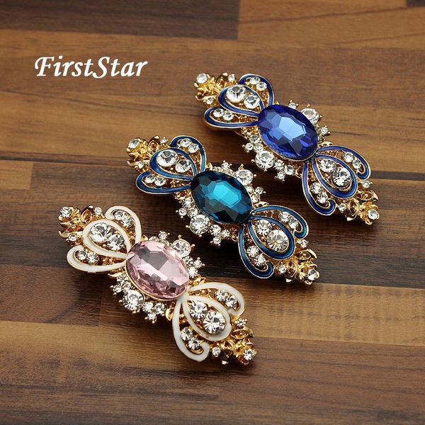 

hair clips & barrettes firststar fashion shining pink and blue crystal diamante french barrette clip rhinestone accessories for women girls, Golden;silver