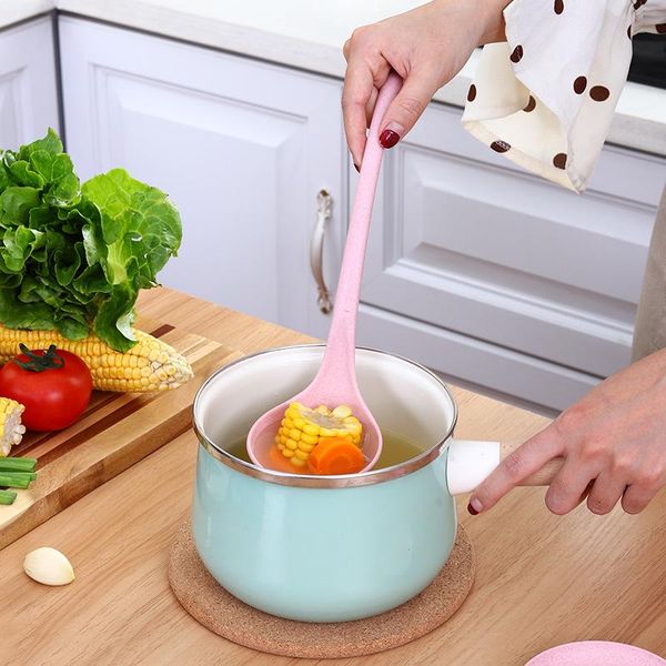 

spoons swan spoon with tray upright tablespoon wheat straw kitchen gadget multipurpose long handle cooking anti-scalding