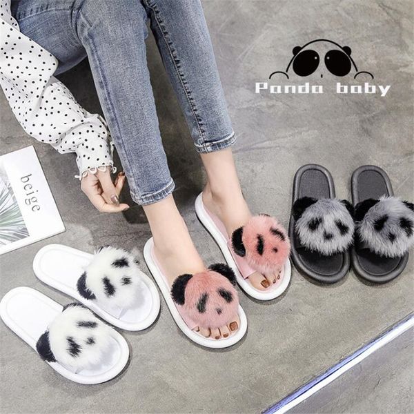 2020 Pantofole Casual alla moda Pantofole da donna Abbigliamento esterno Panda Infradito piatte Casa per interni Sandali antiscivolo carini X1020