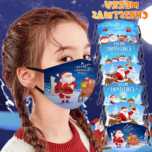 

child christmas print breathable fabric facial new 1pc mask reusable washable protective face mouth caps washable#yl5