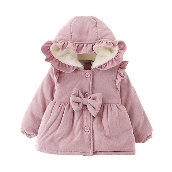 

2020 winter little girl's corduroy jacket hooded baby girl plus velvet thick warm cotton coat outwear 6m-3y 1029, Blue;gray