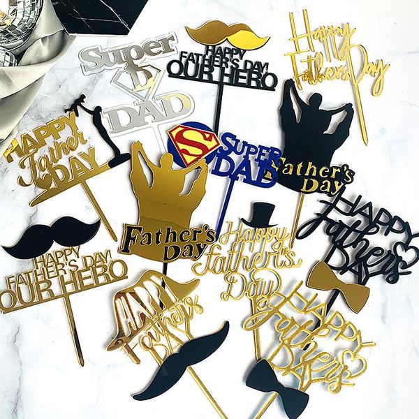 

other festive & party supplies cake decoration black gold acrylic happy father's day er bread dad birthday super dessert decor
