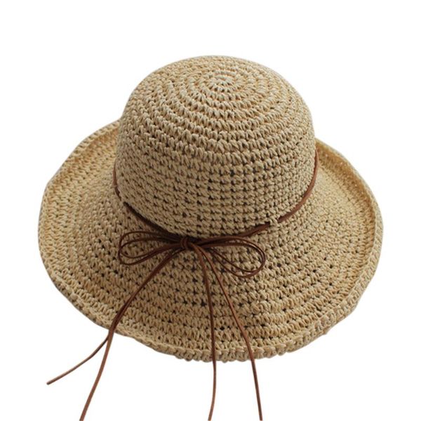 

wide brim women adjustable fedora panama straw summer crochet simple ladies foldable beach sun hat accessories casual floppy, Blue;gray