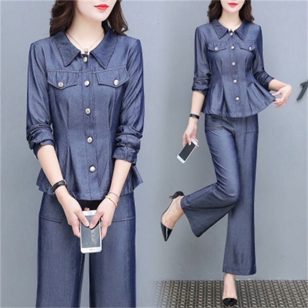 

denim piece with korean pants office wear womens blazer suits femme arise women's tusz, White;black