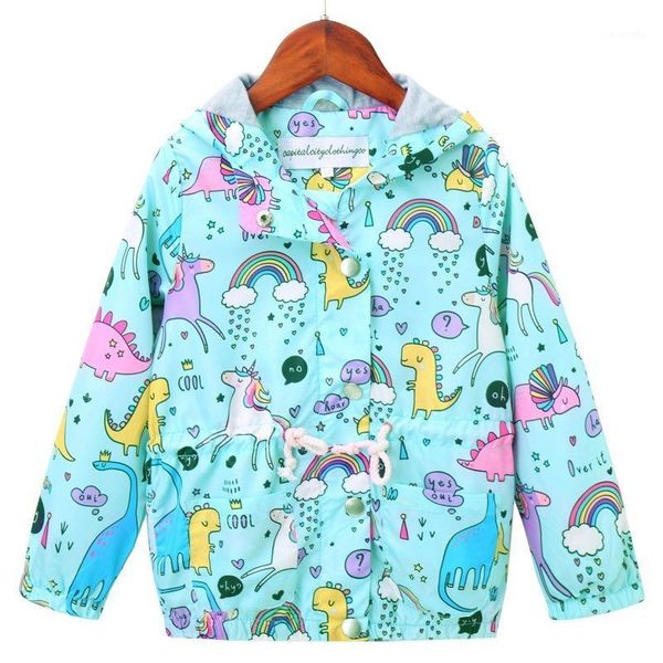 

girls andes jacket rainbow striped hood outdoor play windbreaker jacket zipper shirt girls coat1, Blue;gray