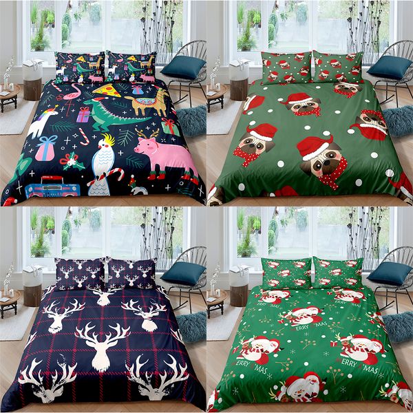 

zeimon merry christmas duvet cover sets 3d santa claus bedding set bed linen pillowcases twin full home textiles 2/3pcs