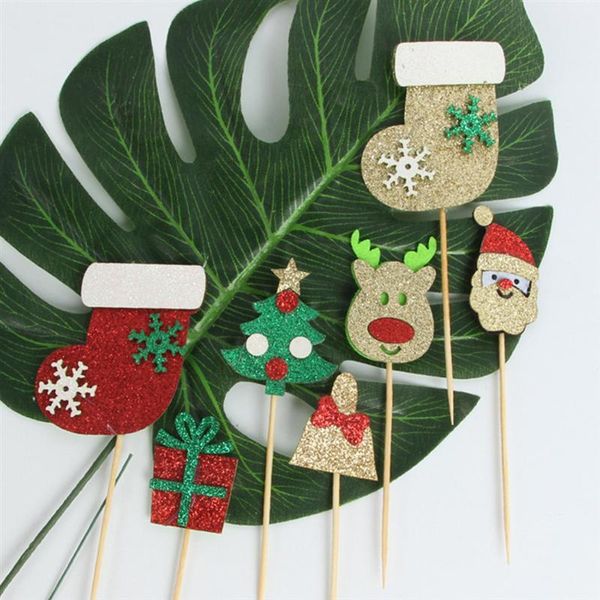 

9pcs christmas cupcake ers cute xmas party cupcake picks decorative glitter cake ers for home party supplies favors a35 bbyytv