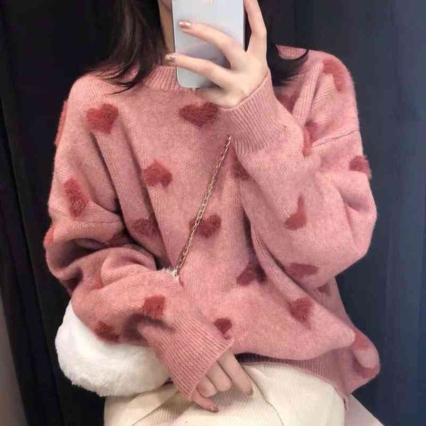 

women knit heart sweater wholesale sweet jumper harajuku kawaii pullover long sleeve outwear soft jumper winter clothing, White;black