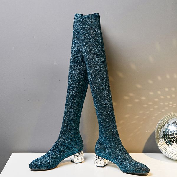

on 2021 women the knee 22-26cm winter colored wool snow boots 46gf, Black