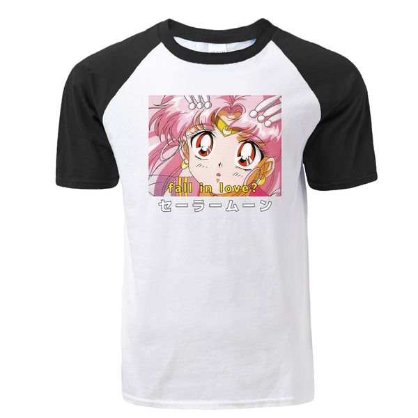 

sailor moon summer fashion print ulzzang fall in love short sleeve raglan new casual hip hop tshirt hooded sweatshirt hoodie men t shirt