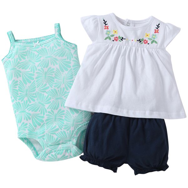Romper + Dot T-shirt + Şort Yenidoğan Bebek Kız Giysileri için 3 adet Suit 2020 Yaz Set Kıyafet Yeni Doğan Kostüm Giyim Pamuk LJ201223