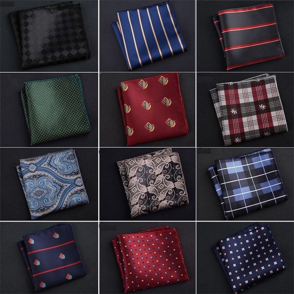 

luxury men's handkerchief polka dot striped floral printed hankies polyester hanky business pocket square chest towel 23*23cm t200618, Blue;white