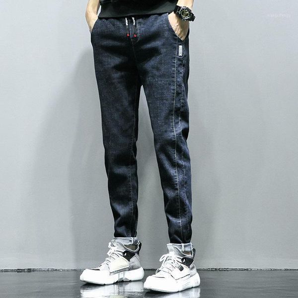 

stretch jeans men hight waist denim pencil pants business casual long baggy jeans pants designer for men streetwear1, Blue