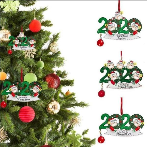 

2020 christmas tree ornament family of 2 3 4 5 santa we stay home pendant ornament social distancin xmas party decoration qwe