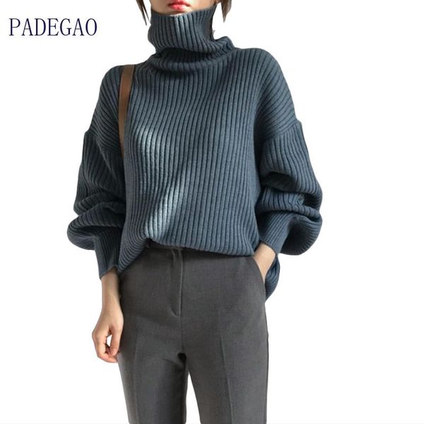 

women's sweaters turtleneck sweater blue women winter knitted thick long high collar twist beige brown solid pullovers korean soft, White;black