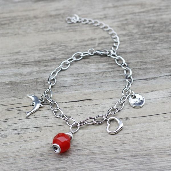 

anslow совершенно новый дизайн оптовые ювелирные изделия цепи дельфина сердце женщины браслет для девочек студенты candy смола low0811lb jll, Golden;silver