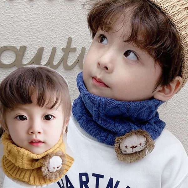 

baby h6053 diamond cartoon knitted fabric cover autumn winter warm children's neck top, Red;brown