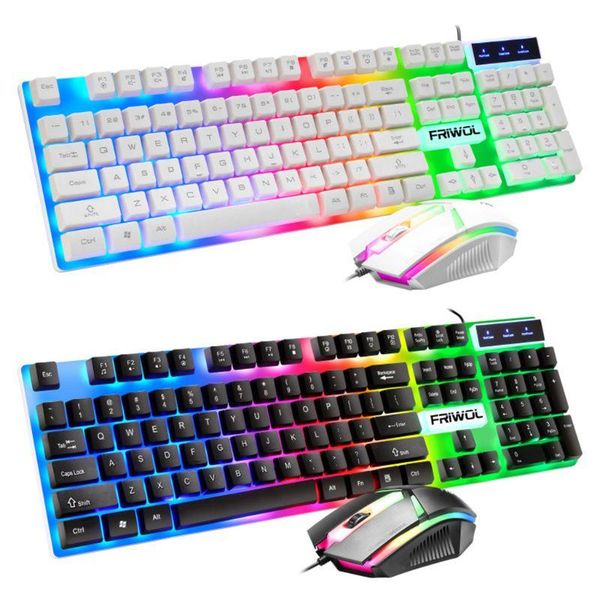 

keyboard mouse set game wired mouse cool colorful backlit keyboard home office l4md